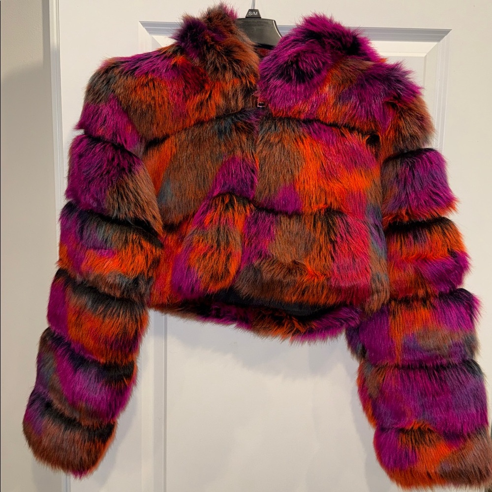 AKIRA Vibrant Faux Fur Hooded Jacket - Picture 3 of 11